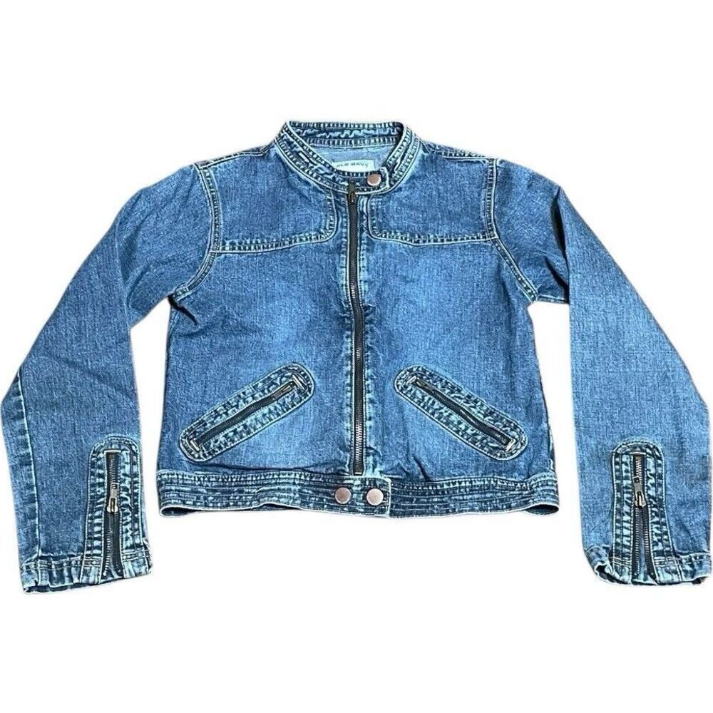 Old Navy Denim Jean Jacket Women's Sz 12 Button Up Wash Pockets Vintage